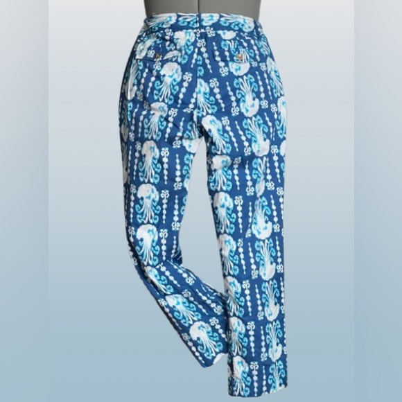 Lilly Pulitzer COCOANUT WALK CROP Pants “Get In Line Indigo” Size: 0 - Picture 2 of 4